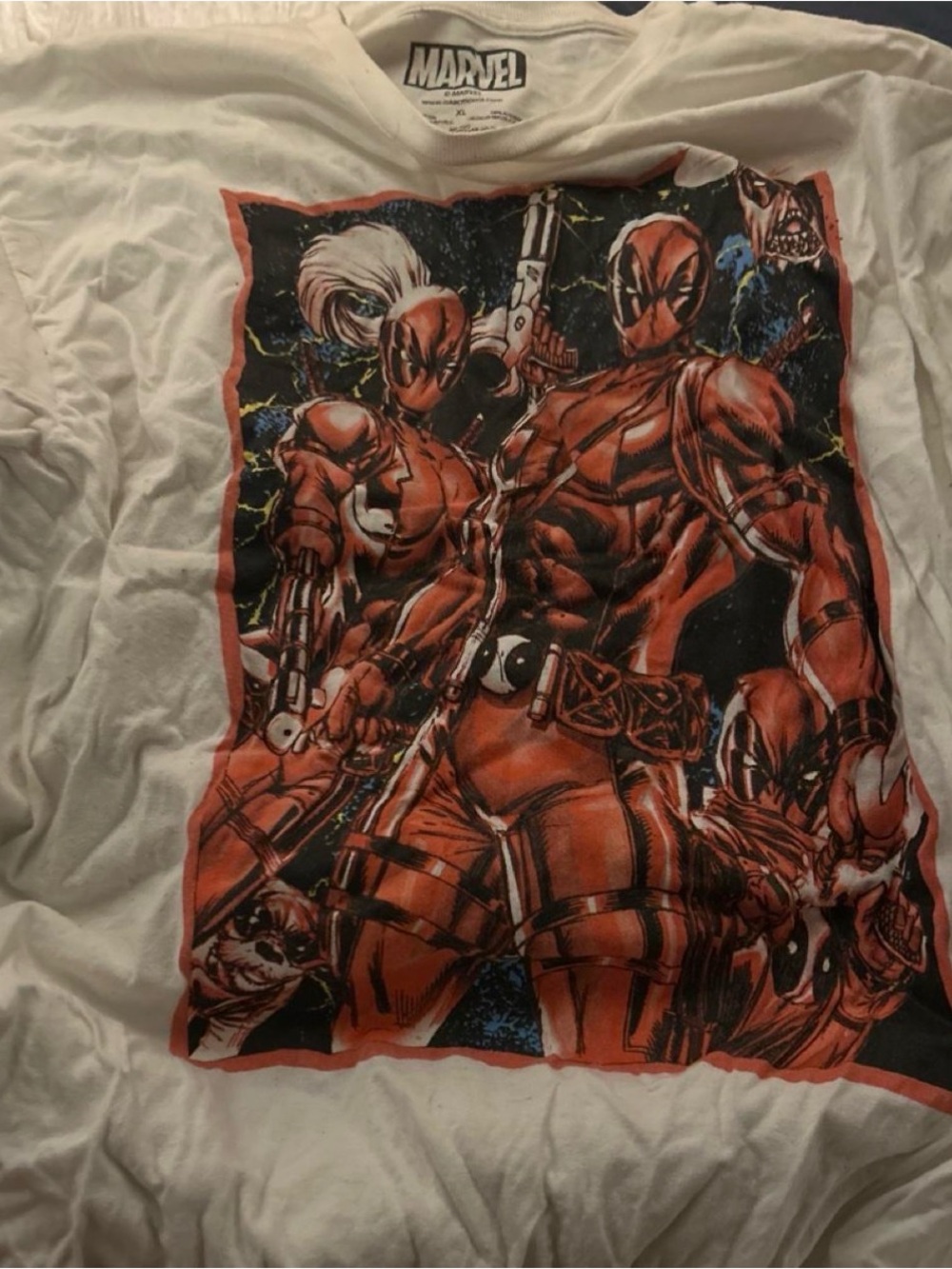 Marvel Red and White Deadpool Graphic